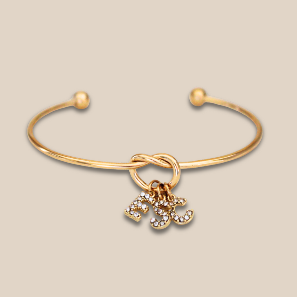 Bracelet Jonc ~ Jonc nœud personnalisé lettre diamantée ~