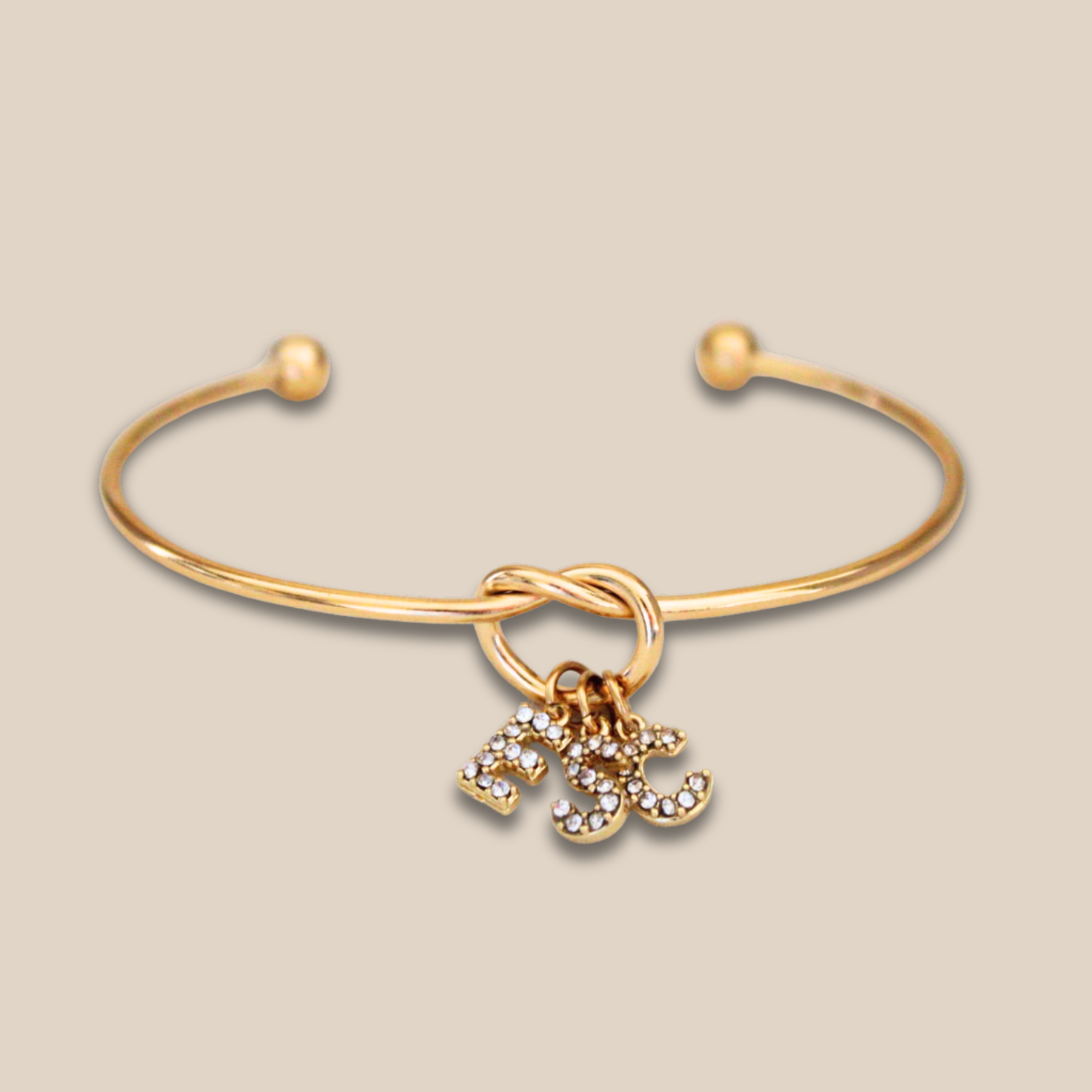 Bracelet Jonc ~ Jonc nœud personnalisé lettre diamantée ~