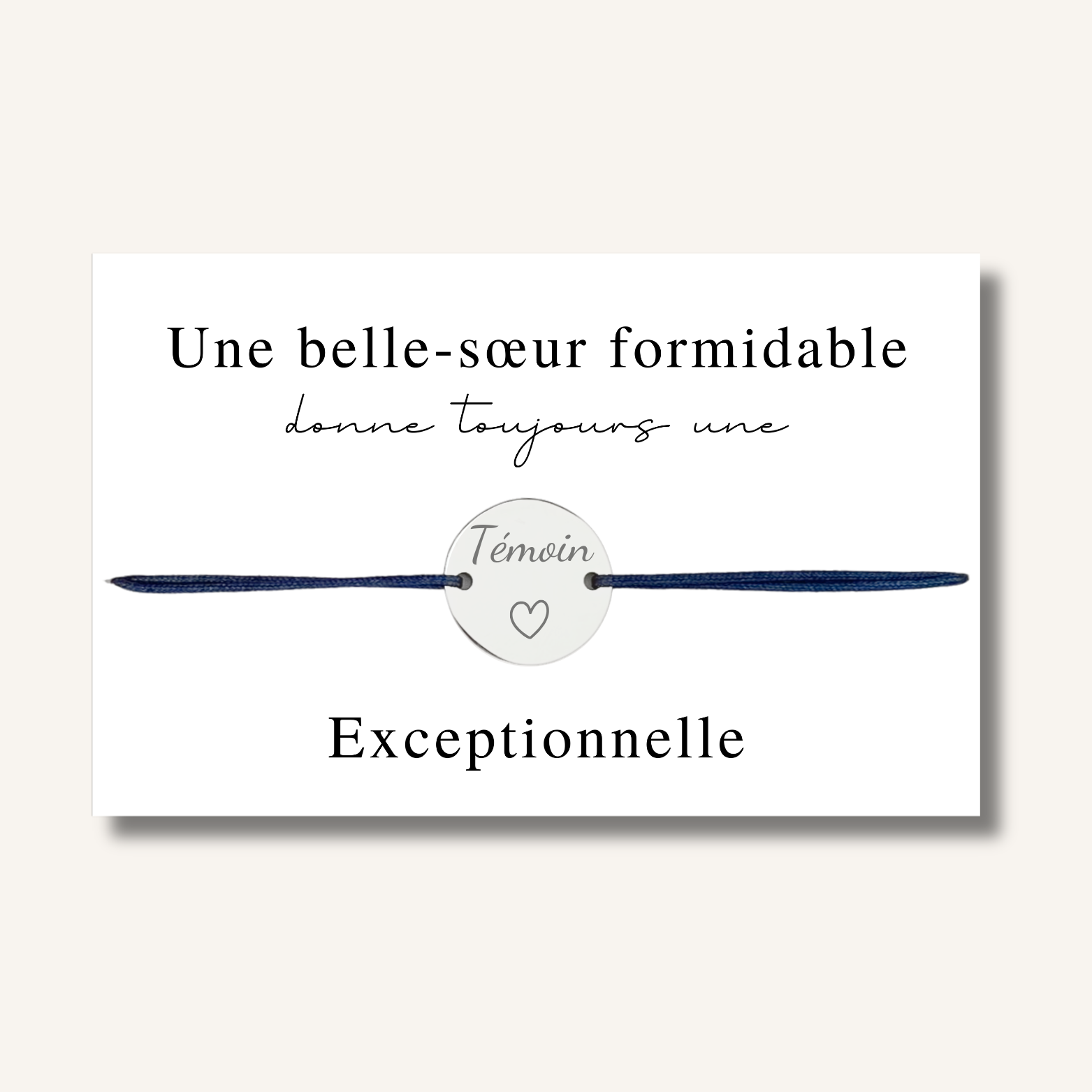Carte Bracelet ~ Une belle-sœur formidable donne toujours une témoin exceptionnelle ~