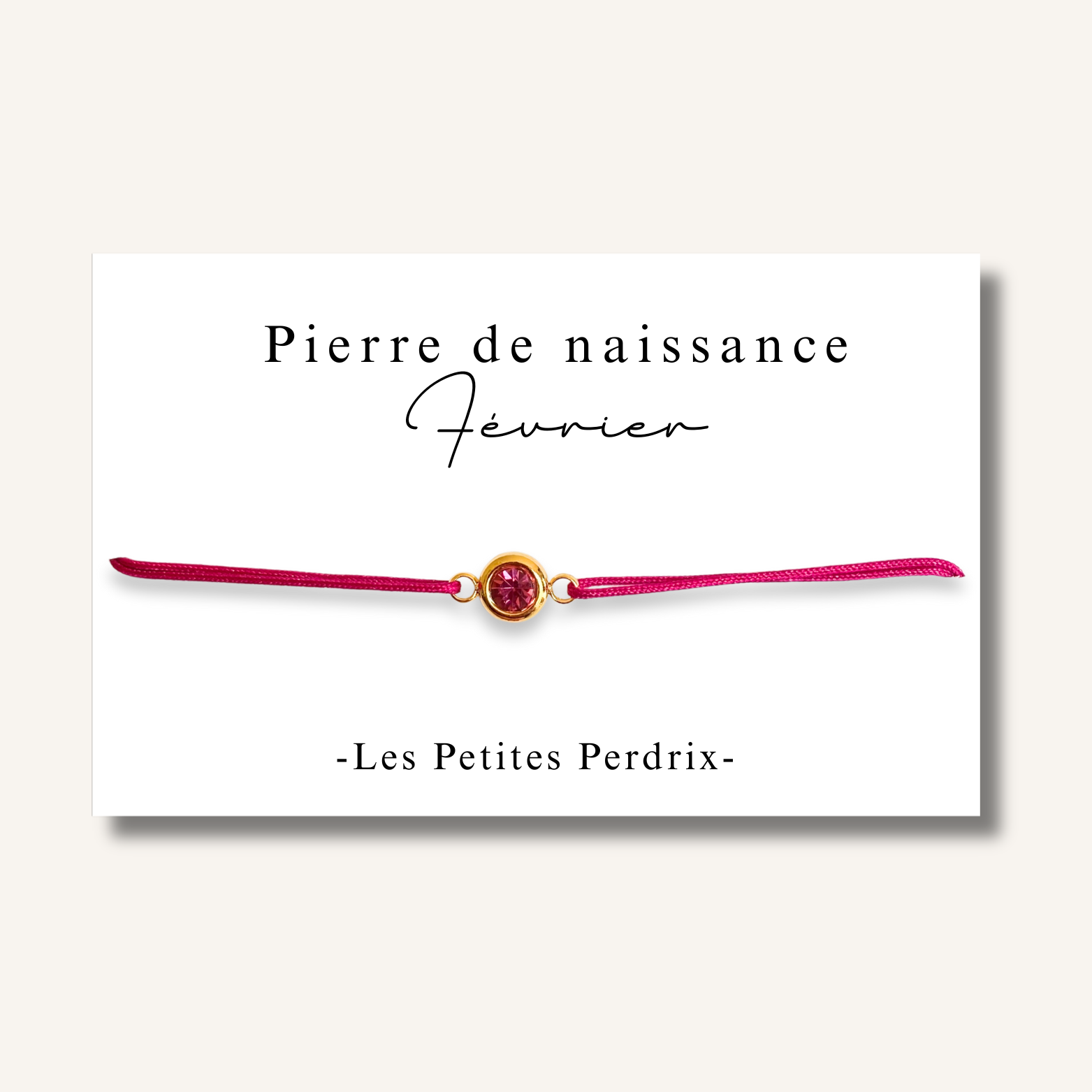 Carte Bracelet pierre de naissance mois de FEVRIER