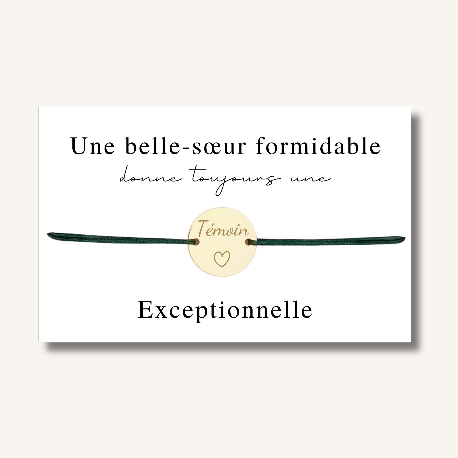 Carte Bracelet ~ Une belle-sœur formidable donne toujours une témoin exceptionnelle ~