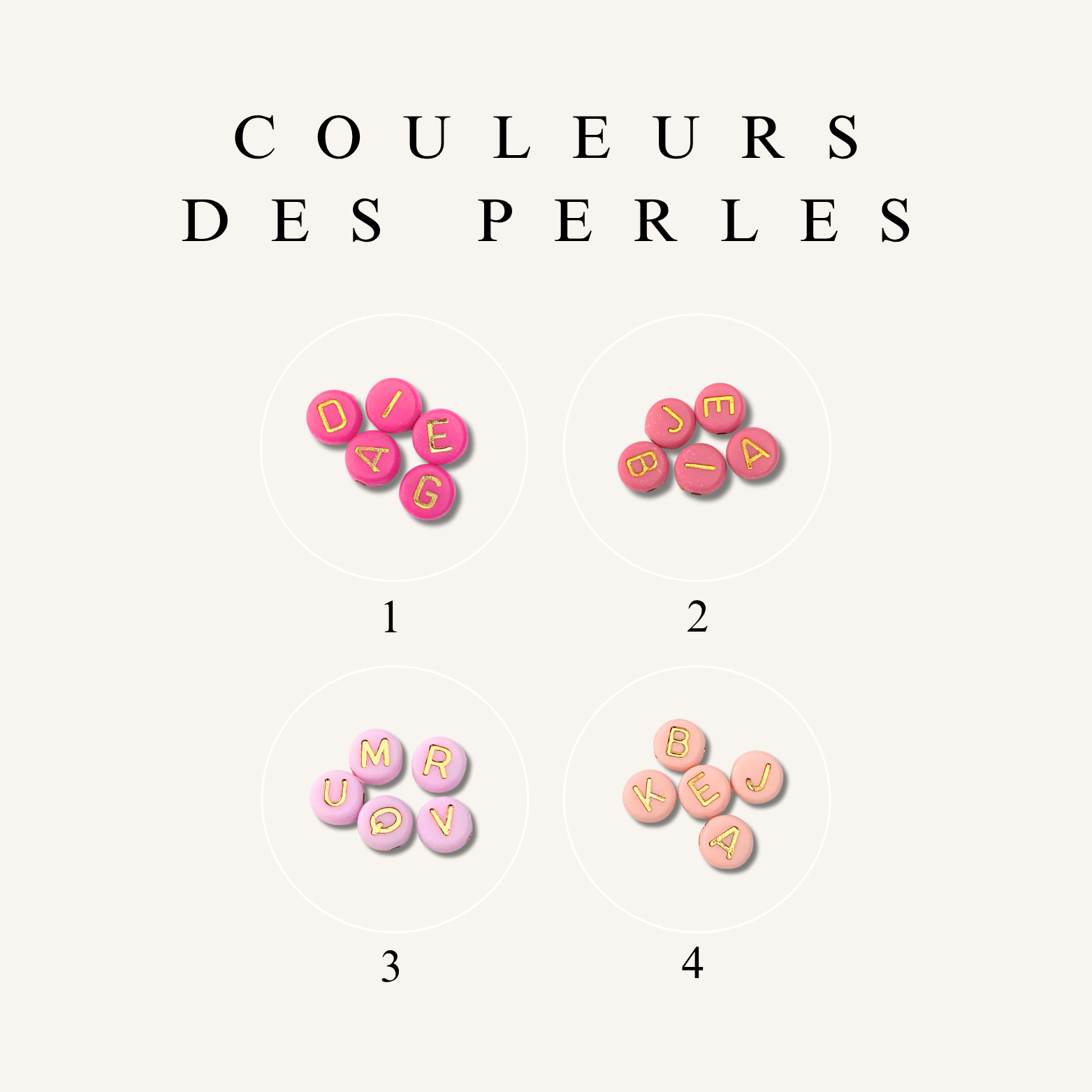 Bracelet Perles Lettres Personnalisé ~ perles roses & dorées