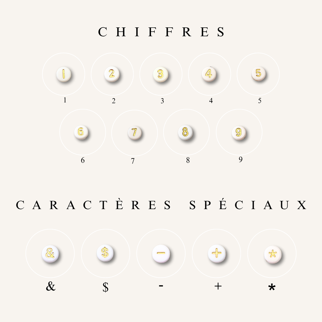 Bracelet Perles Lettres Personnalisé ~ blanches et dorées