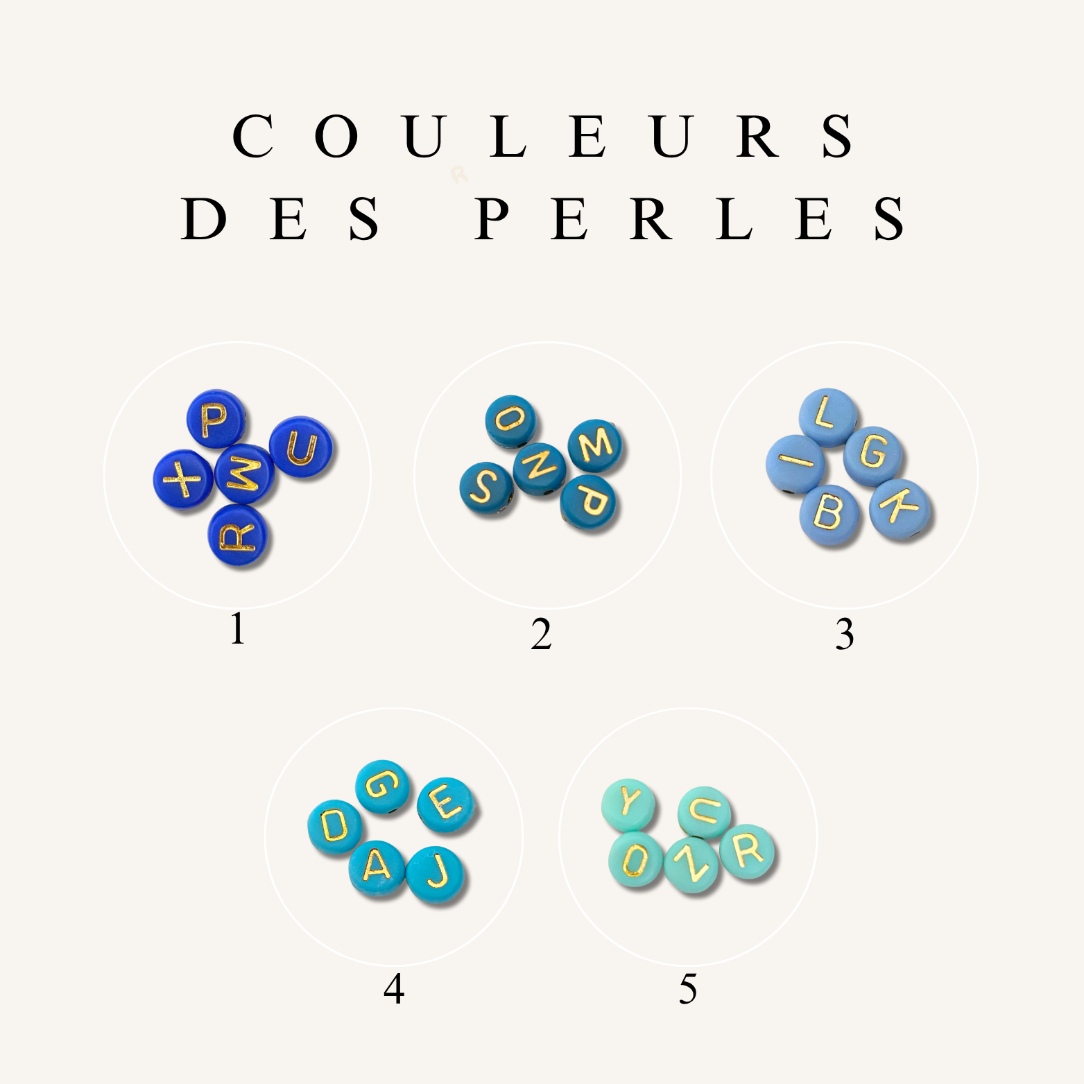 Bracelet Perles Lettres Personnalisé ~ perles bleues & dorées