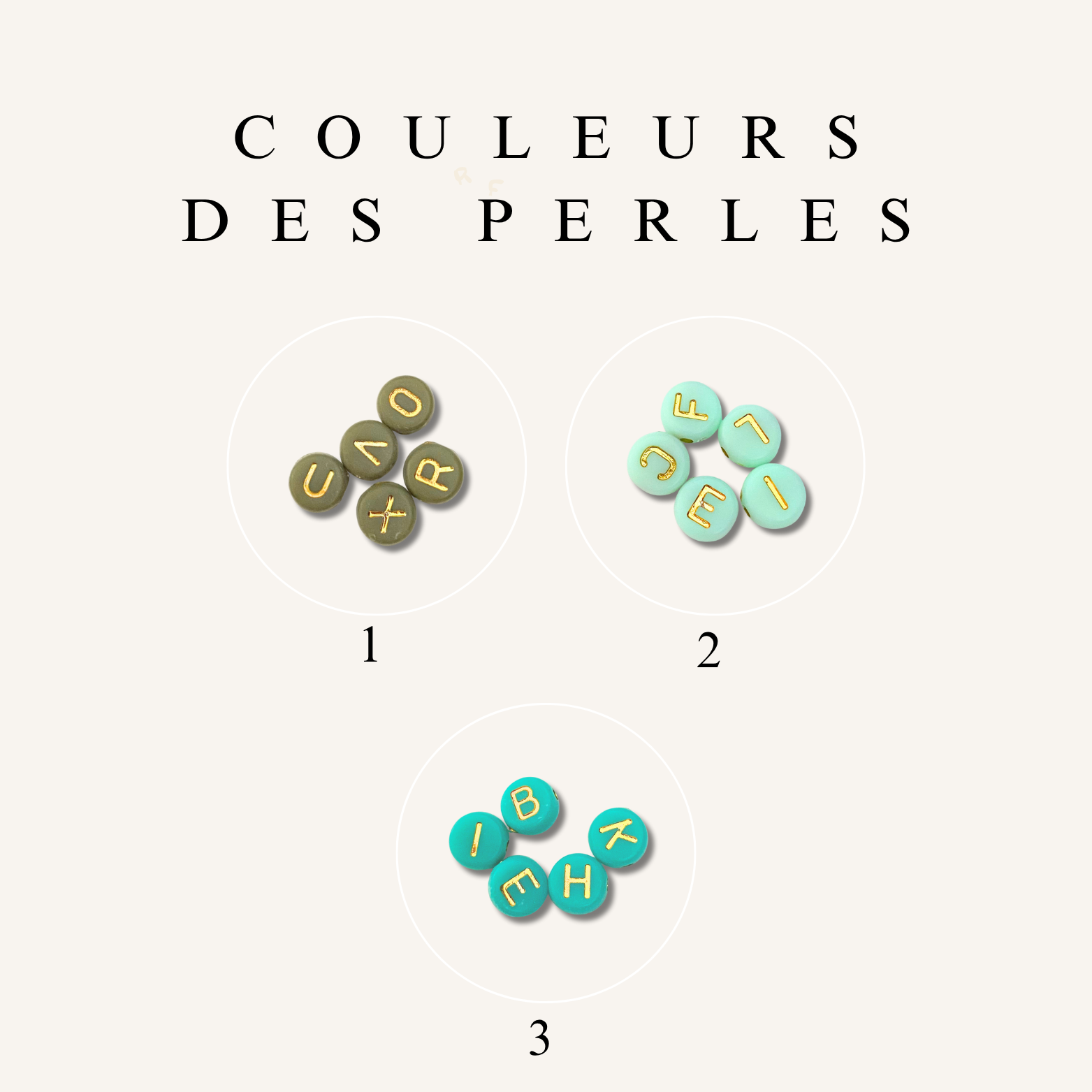 Bracelet Perles Lettres Personnalisé ~ perles vertes & dorées