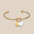 Bracelet Jonc ~ Jonc nœud personnalisé médaille à graver et cœur en nacre ~