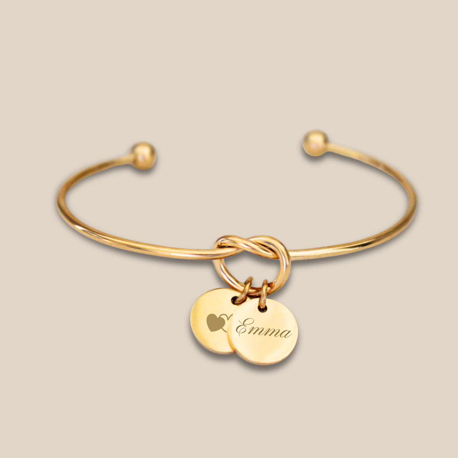 Bracelet Jonc ~ Jonc nœud personnalisé médaille à graver ~