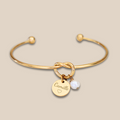 Bracelet Jonc ~ Jonc nœud personnalisé médaille à graver et perle ~