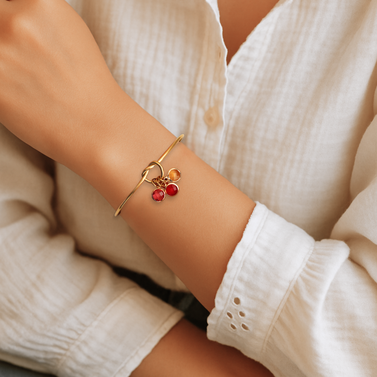 Bracelet Jonc ~ Jonc nœud personnalisé pierre de naissance ~