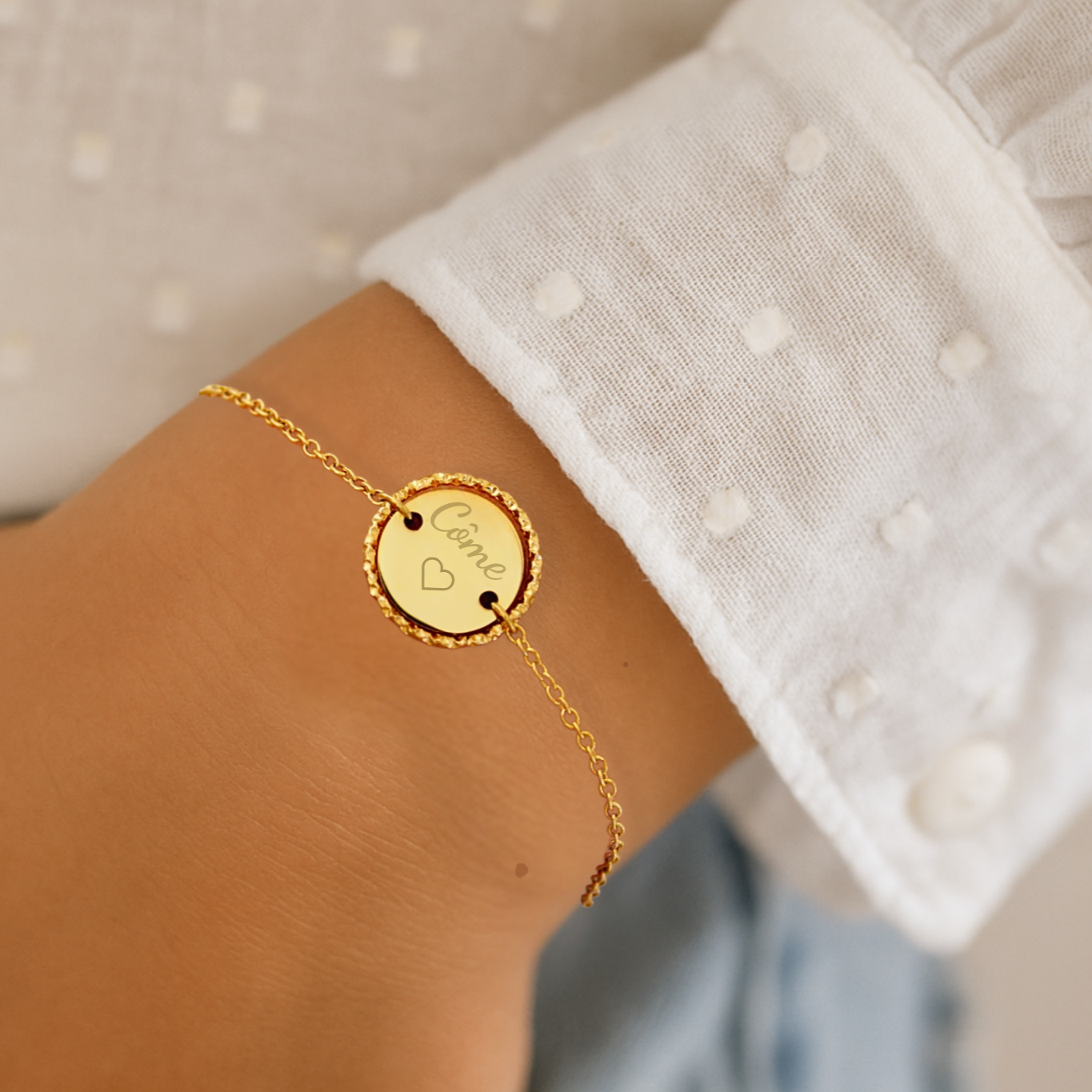 Bracelet personnalisé à graver cercle strié