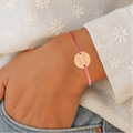 Bracelet Cordon personnalisé à graver ~ Médaille Rose